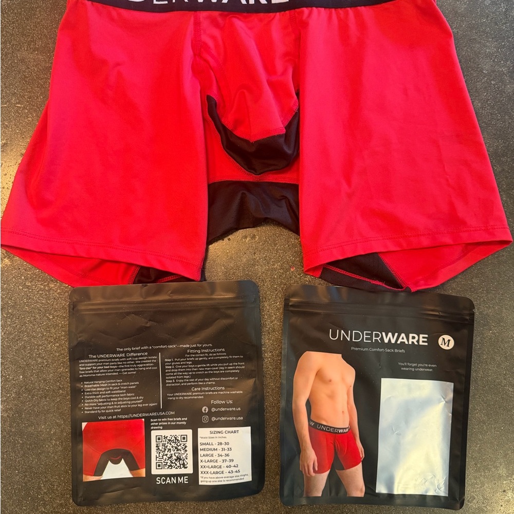 Men’s Red Boxer Briefs — Supportive Performance Fit